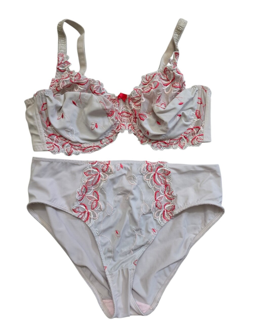 Hunkemöller Diva Collection Embroidered Lingerie Set - Gray/Pink Size 38D/L